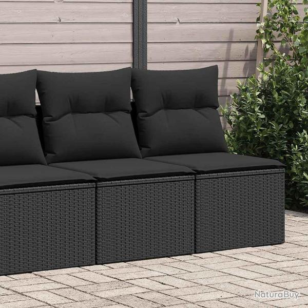 Salon de jardin avec coussins 2 pcs noir r�sine tress�e acacia