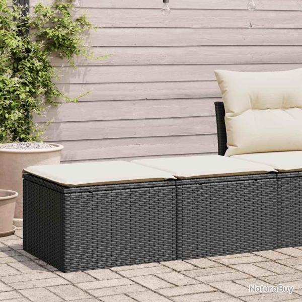 Salon de jardin avec coussins 2 pcs noir r�sine tress�e acacia alsavelo