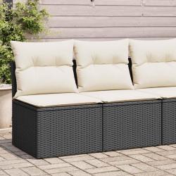 Salon de jardin avec coussins 2 pcs noir r&eacute;sine tress&eacute;e acacia