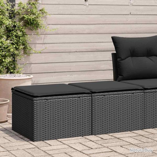 Salon de jardin avec coussins 2 pcs noir r�sine tress�e acacia