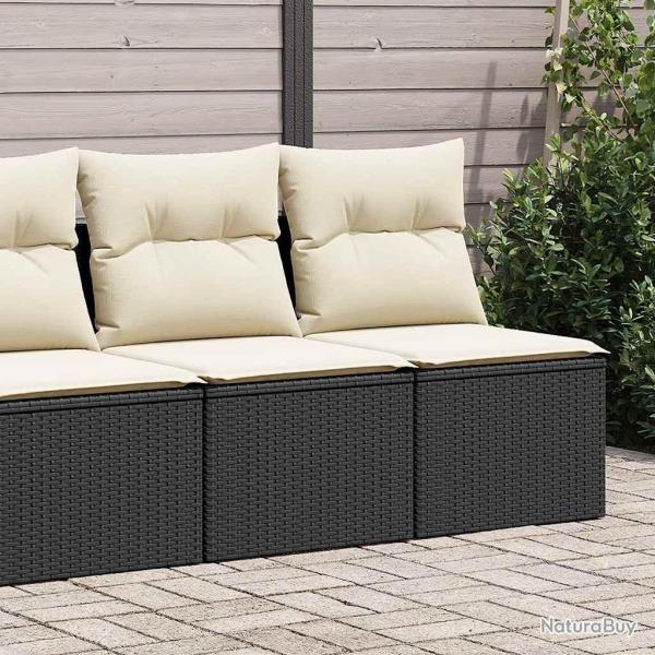 Salon de jardin avec coussins 2 pcs noir r�sine tress�e acacia
