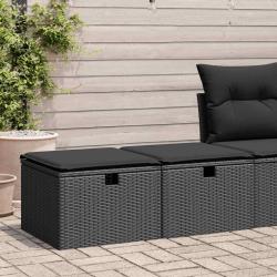 Salon de jardin avec coussins 2 pcs noir r&eacute;sine tress&eacute;e acacia
