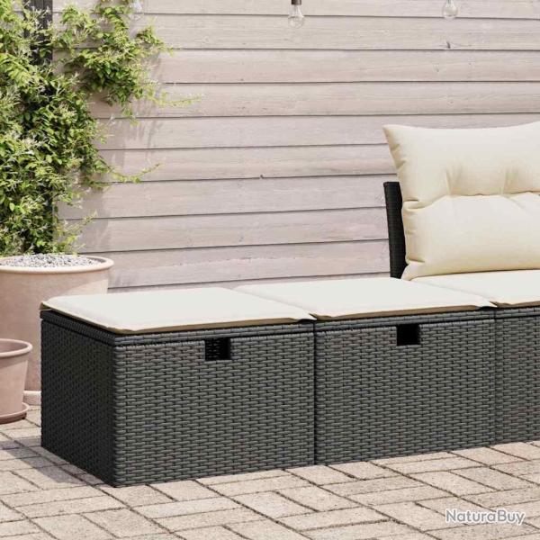 Salon de jardin avec coussins 2 pcs noir r�sine tress�e acacia alsavelo