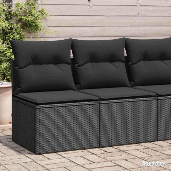 Salon de jardin avec coussins 2 pcs noir r�sine tress�e acacia