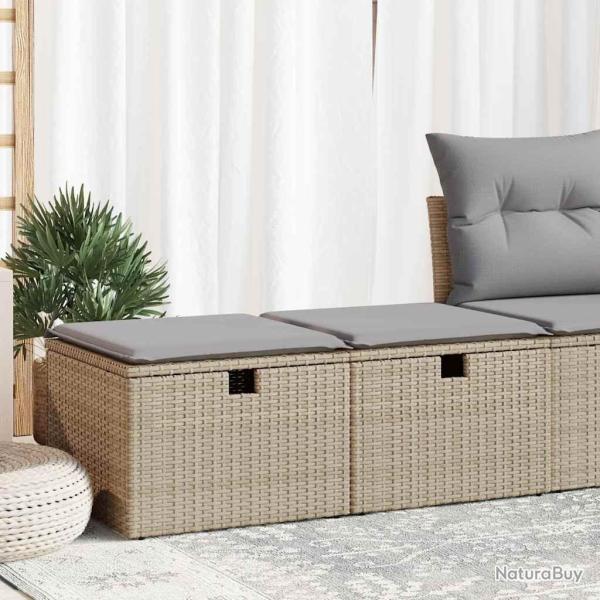 Salon de jardin avec coussins 2 pcs beige r�sine tress�e acacia