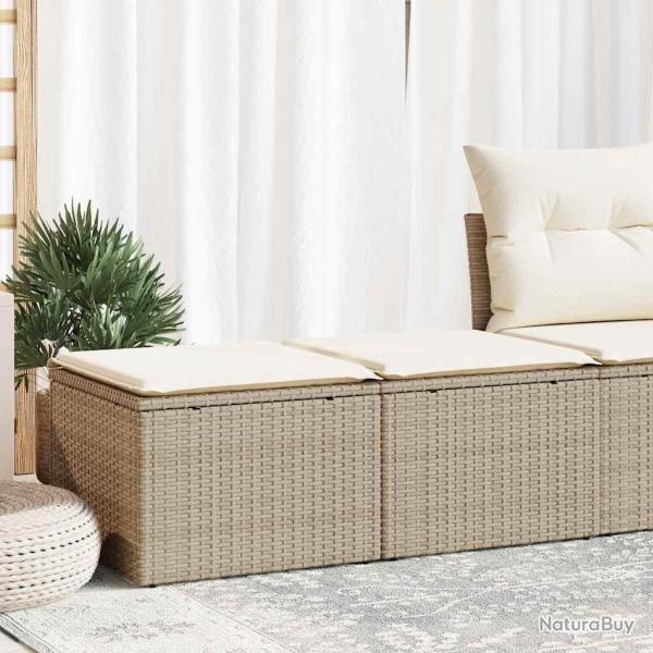 Salon de jardin avec coussins 2 pcs beige r�sine tress�e acacia