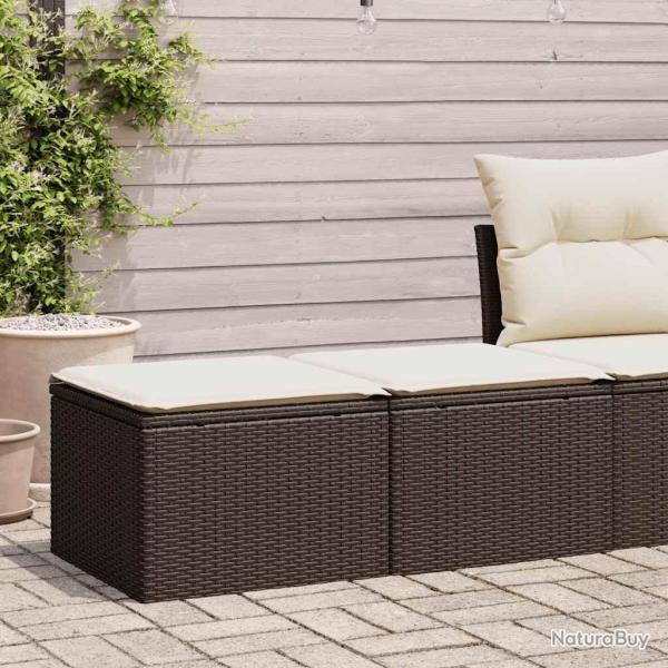 Salon de jardin avec coussins 2pcs marron r�sine tress�e acacia