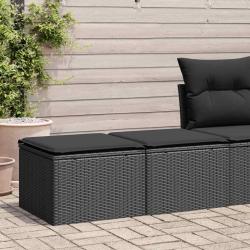 Salon de jardin avec coussins 2 pcs noir r&eacute;sine tress&eacute;e acacia