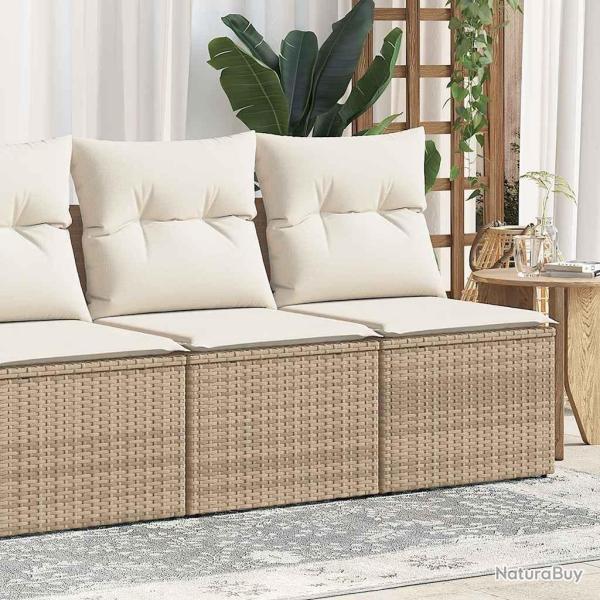 Salon de jardin avec coussins 2 pcs beige r�sine tress�e acacia