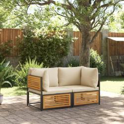 Salon de jardin avec coussins 2 pcs bois massif acacia alsavelo
