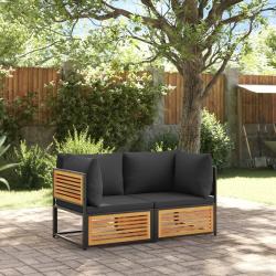 Salon de jardin avec coussins 2 pcs bois massif acacia alsavelo