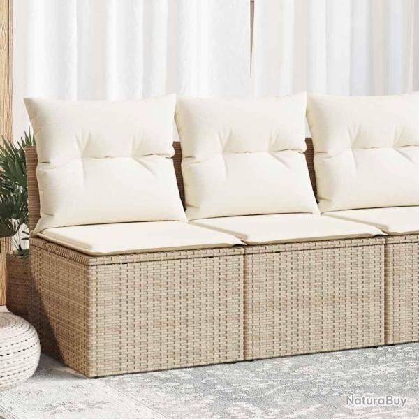 Salon de jardin avec coussins 2 pcs beige r�sine tress�e acacia
