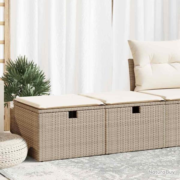 Salon de jardin avec coussins 2 pcs beige r�sine tress�e acacia