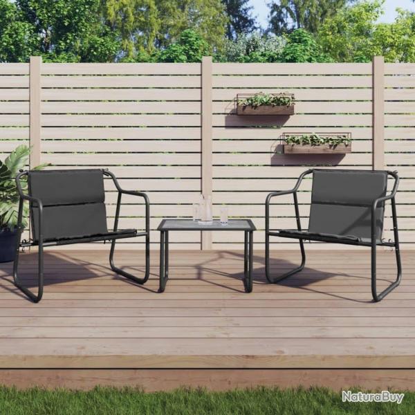 Salon de jardin avec coussins 3 pcs anthracite acier alsavelo