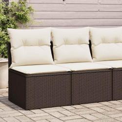 Salon de jardin avec coussins 2pcs marron r&eacute;sine tress&eacute;e acacia