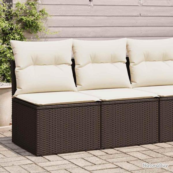 Salon de jardin avec coussins 2pcs marron r�sine tress�e acacia