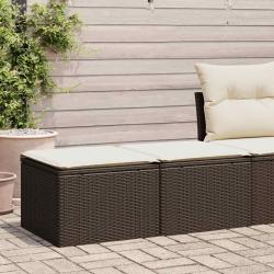 Salon de jardin avec coussins 2pcs marron r&eacute;sine tress&eacute;e acacia