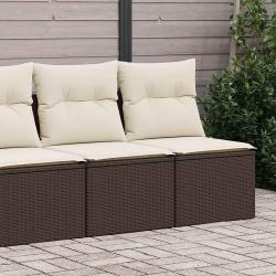 Salon de jardin avec coussins 2pcs marron r&eacute;sine tress&eacute;e acacia