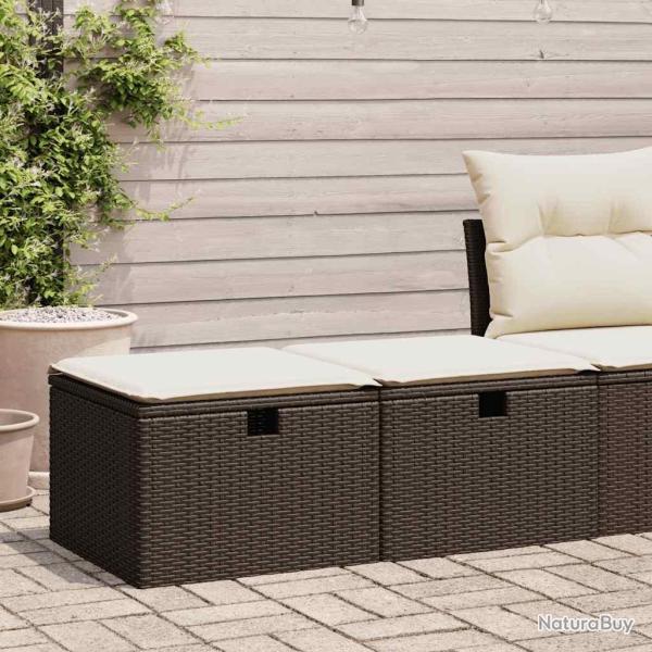 Salon de jardin avec coussins 2pcs marron r�sine tress�e acacia