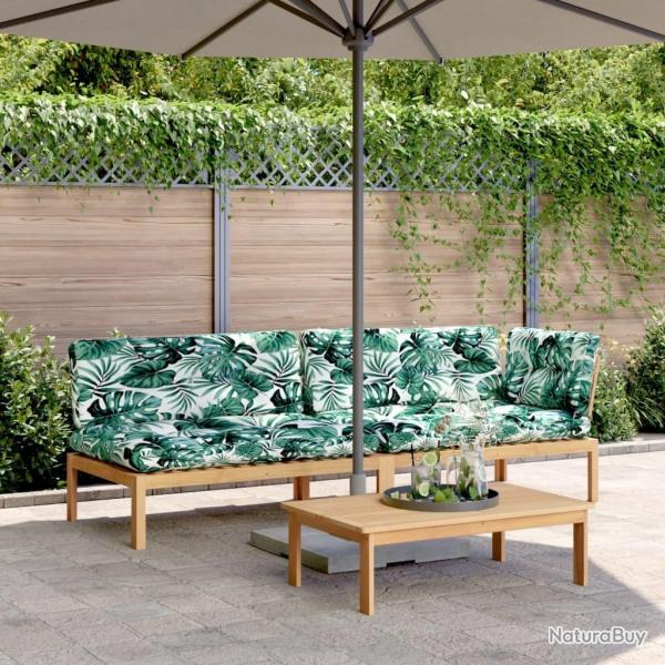 Salon palette de jardin avec coussins 3pcs bois d'acacia massif alsavelo