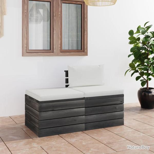 Salon palette de jardin 2 pcs avec coussins Bois de pin massif alsavelo
