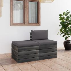 Salon palette de jardin 2 pcs avec coussins Bois de pin massif alsavelo