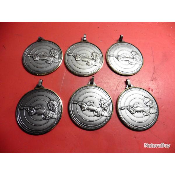 Lot 1 de 6 m�dailles de Tir - Diam�tre 50 mm - neuves sans rubans