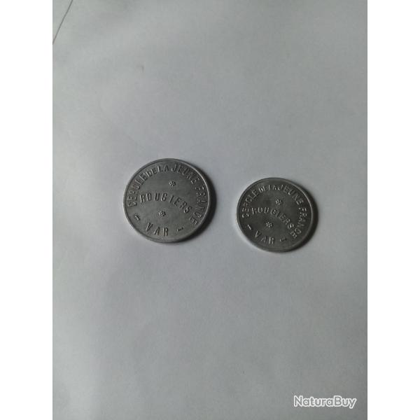 pi�ces de 5 et 10 centimes - Cercle de la Jeune France - Rougiers