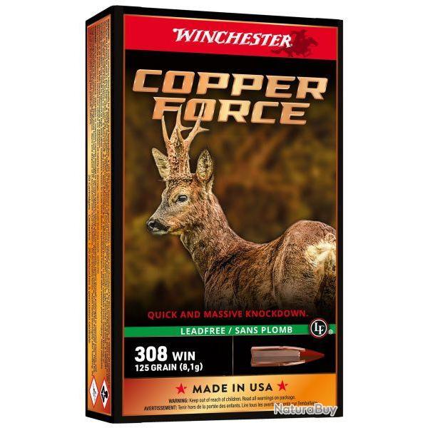 Munitions WINCHESTER calibre 30-06 Copper Force Lead Free 125 gr - 8.1g x20
