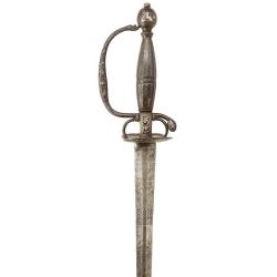 &Eacute;P&Eacute;E DE COUR TOUT ACIER NIEL&Eacute;E ARGENT SIGN&Eacute;E POUSSET A PARIS EPOQUE LOUIS XV - FRANCE ANCIENNE MONAR