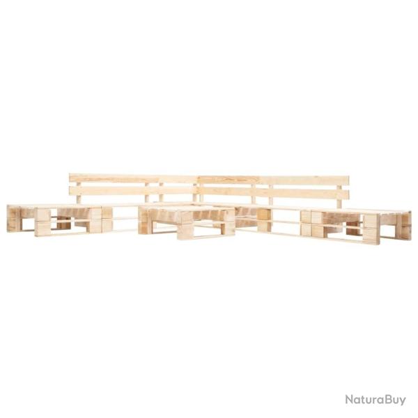 Salon de jardin palette 6 pcs naturel bois