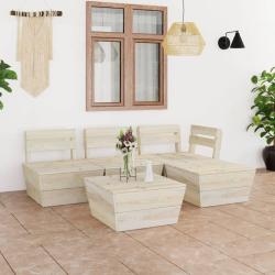 Salon de jardin palette 5 pcs Bois d'&eacute;pic&eacute;a impr&eacute;gn&eacute; alsavelo