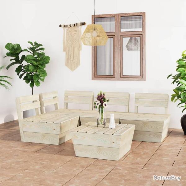 Salon de jardin palette 5 pcs Bois d'�pic�a impr�gn� alsavelo
