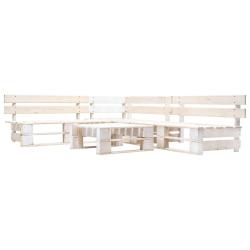 Salon de jardin palette 4 pcs Bois Blanc alsavelo