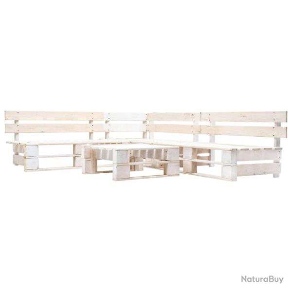 Salon de jardin palette 4 pcs Bois Blanc alsavelo