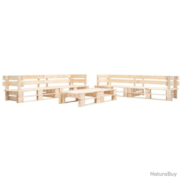 Salon de jardin palette 6 pcs bois Couleur naturelle de bois alsavelo