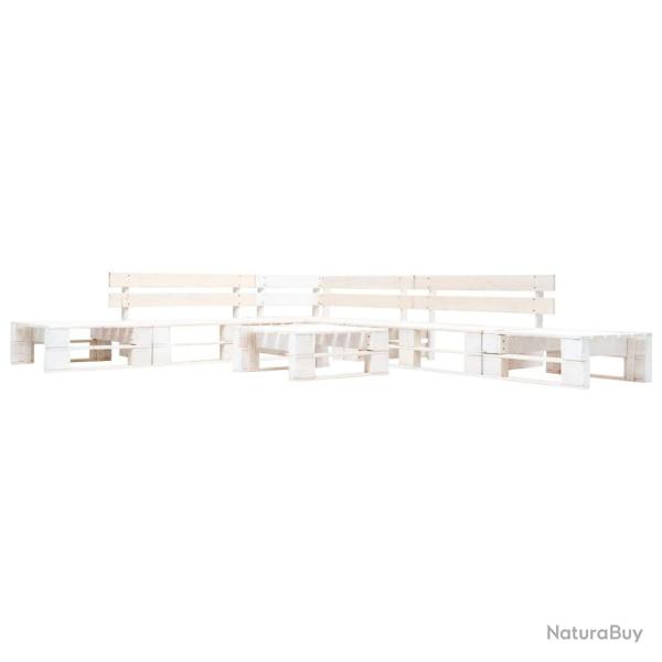Salon de jardin palette 6 pcs Bois Blanc alsavelo