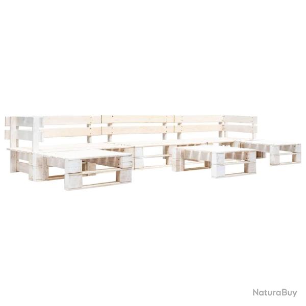 Salon de jardin palette 6 pcs Bois Blanc