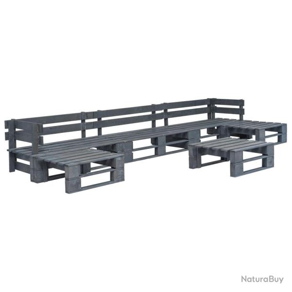 Salon de jardin palette 6 pcs Bois Gris