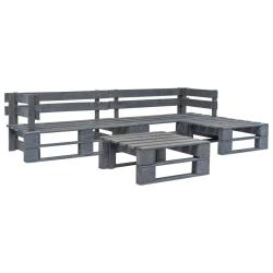 Salon de jardin palette 4 pcs Bois Gris alsavelo