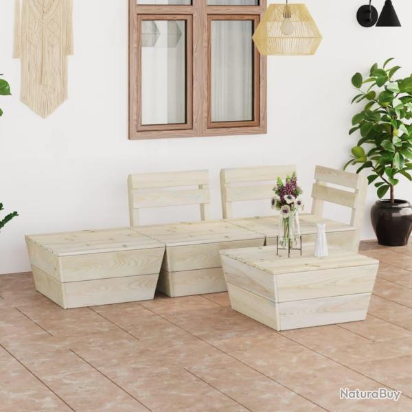 Salon de jardin palette 4 pcs Bois d'�pic�a impr�gn� alsavelo
