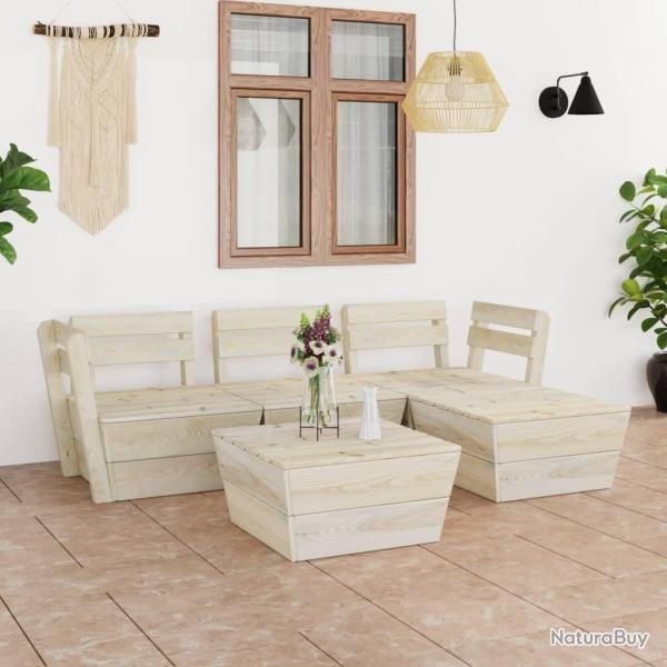 Salon de jardin palette 5 pcs Bois d'�pic�a impr�gn� alsavelo