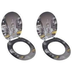 Si&egrave;ges de toilette avec couvercles 2 pcs MDF New York
