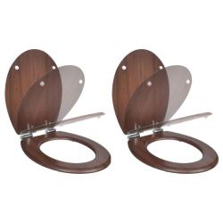 Si&egrave;ges de toilette avec couvercles 2 pcs MDF Marron alsavelo