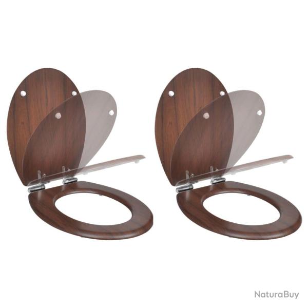 Si�ges de toilette avec couvercles 2 pcs MDF Marron alsavelo