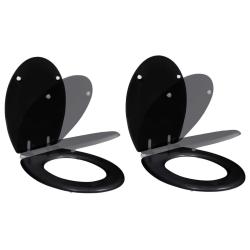 Si&egrave;ges de toilette avec couvercles 2 pcs MDF Noir