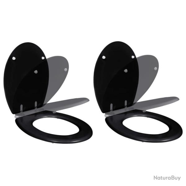 Si�ges de toilette avec couvercles 2 pcs MDF Noir