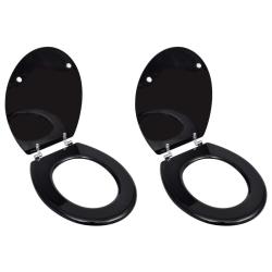 Si&egrave;ges de toilette avec couvercles 2 pcs MDF Noir