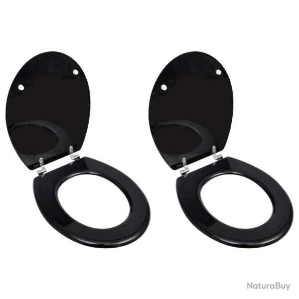 Si�ges de toilette avec couvercles 2 pcs MDF Noir