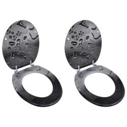 Si&egrave;ges de toilette avec couvercles 2 pcs MDF Goutte d'eau